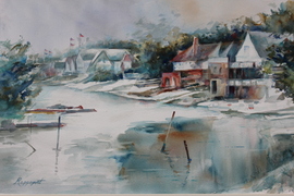 Boathouse Row - 22x28, Watercolor, $500 (unframed), $750 (framed)