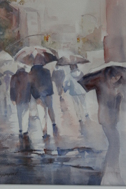 Rainy Day - 8x10, Watercolor, $125 (framed)