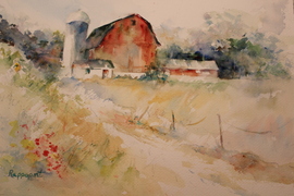 The Red Barn - 11x14, Watercolor, $150 (framed)