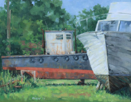 Two Boats, Oil, 11x14, $400