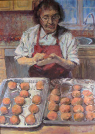 Annunziata's Meatballs - 18x24, Acrylic on Panel, NFS