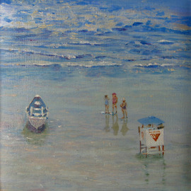 Ventnor Beach - 8x8, Acrylic on Canvas, $300
