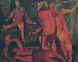 239 ~ Ice Skaters ~ 1985 53x53 ~ Oil on canvas ~ $2,000.00