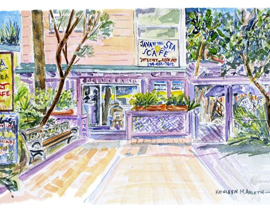 Java by the Sea - Fort Meyers Beach Watercolor Framed Original 20 x 15 $300. Print $70