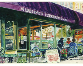 Madeline's Bar - Saratoga Springs Watercolor Framed Print 25 x 21 $275