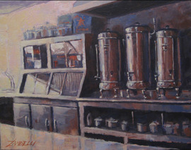 Before Starbucks - 11x16, Acrylic on Canvas, $400
