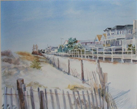 Beach Castles scene from the beach along the boardwalk in Ocean City, NJ